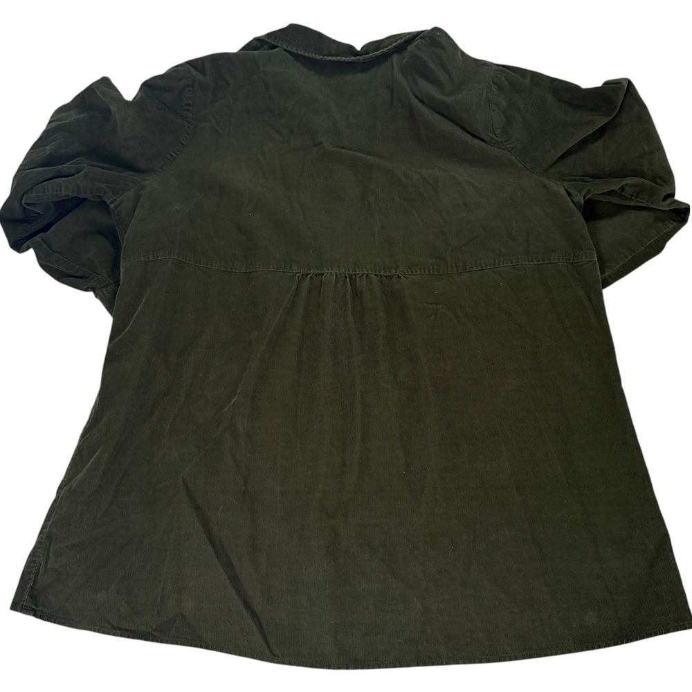J Jill Women 1X Olive Green Corduroy Button Up Tunic Shirt Top 100% Cotton Plus - Picture 2 of 8